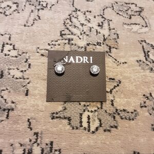 Nadri Silver Halo Crystal Stud Earrings